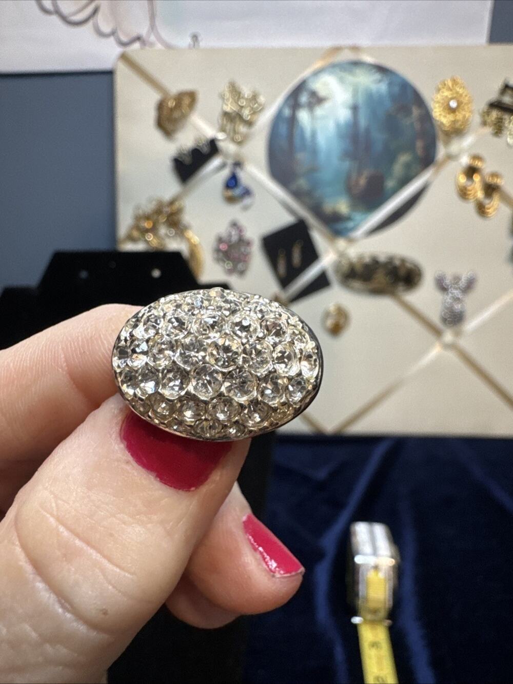 Vintage Premier Designs Rhinestone Scarf Ring Silver Tone Scarf Slide PD